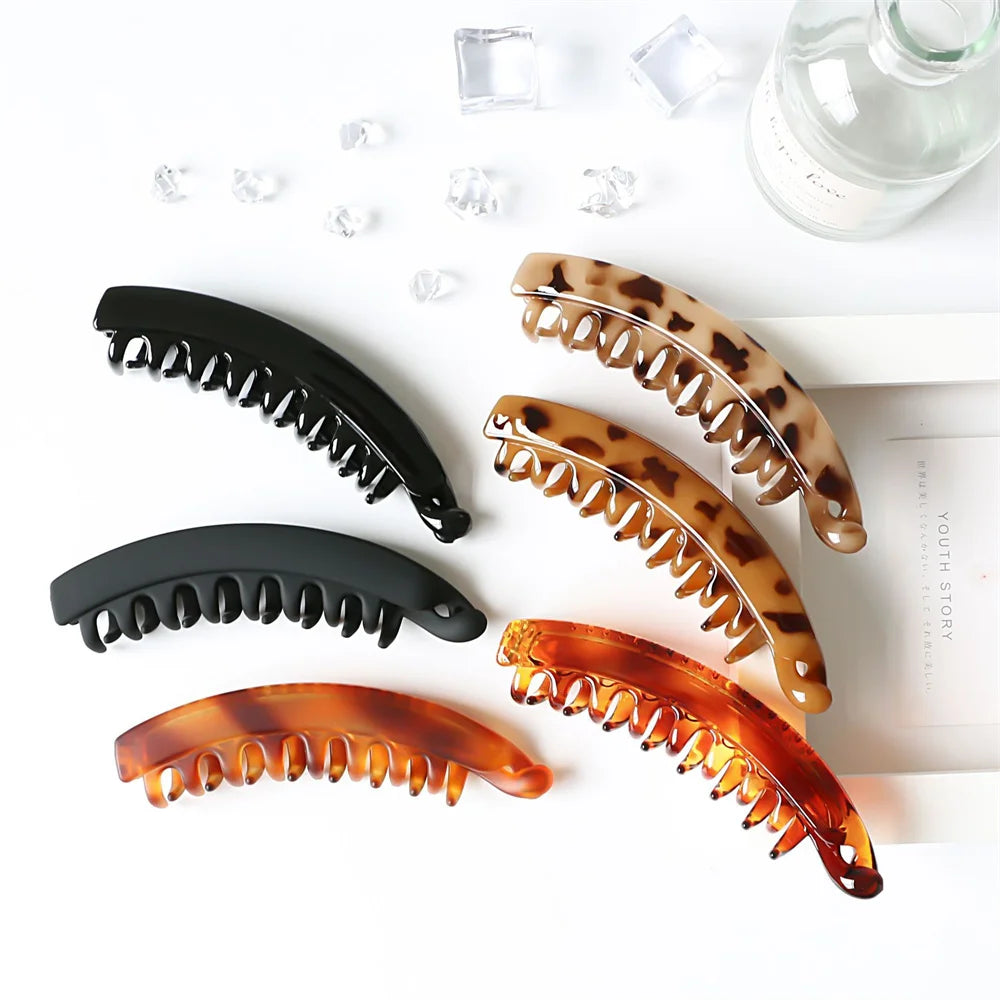 Frosted Solid Color Banana Hair Clips β Fashion Ponytail Barrettes & Hair Claws for Women